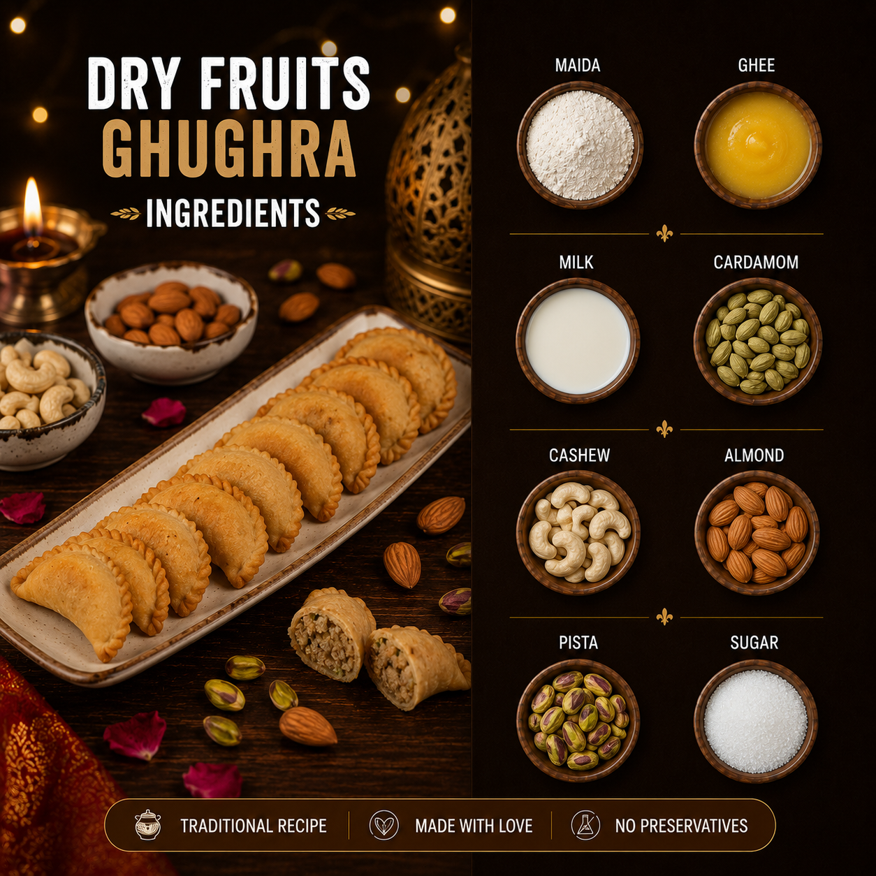 Gruham Dry Fruits Ghughra Ingredients